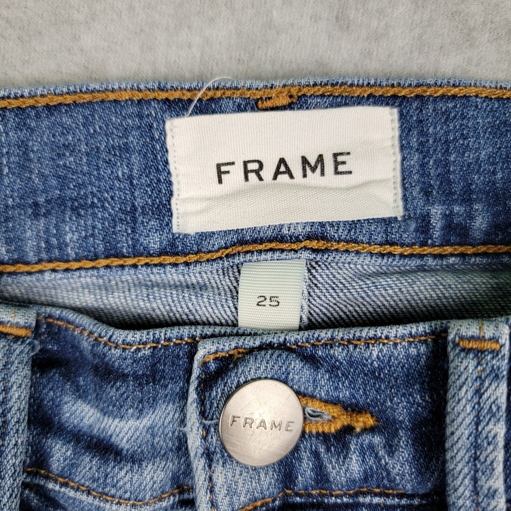 FRAME Jeans Le Pixie Beau Size 25 Distressed Knee Blue - Picture 3 of 8